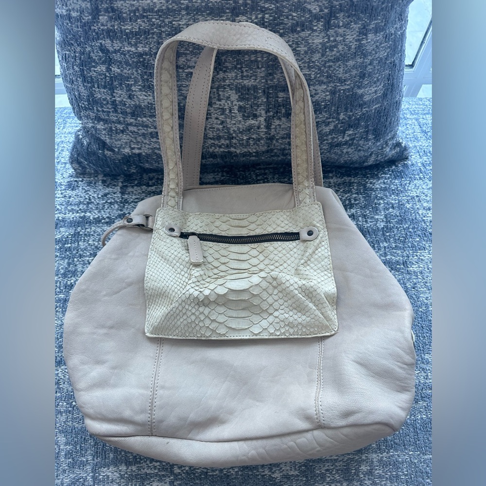 Abaco Handbag Ivory and Snakeskin Made in Paris